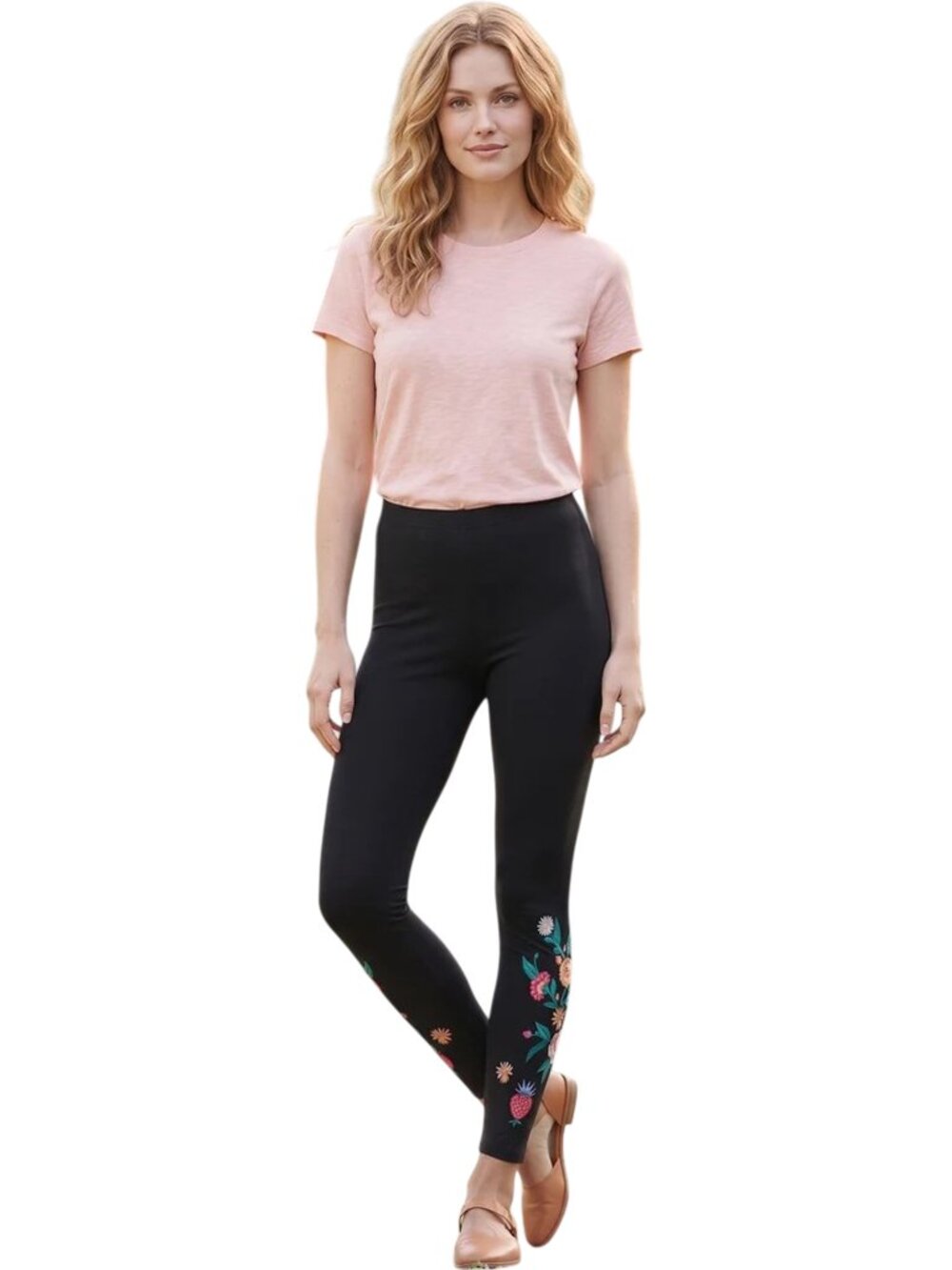 Johnny Was Ziviana Legging Cotton Floral Embroidered Leggings Pants Black NEW